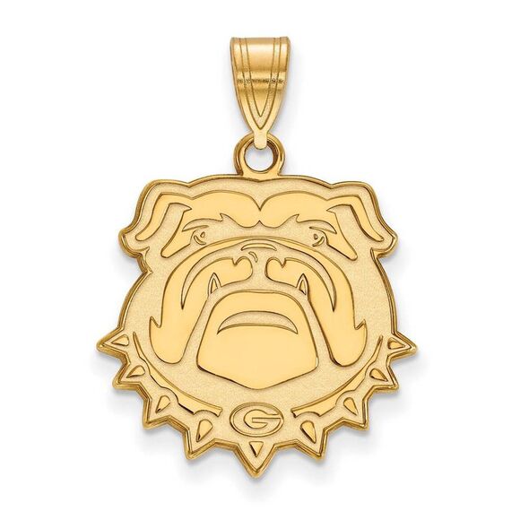 14k Gold Plated Silver U. of Georgia Large Bulldog Pendant - Picture 1 of 4